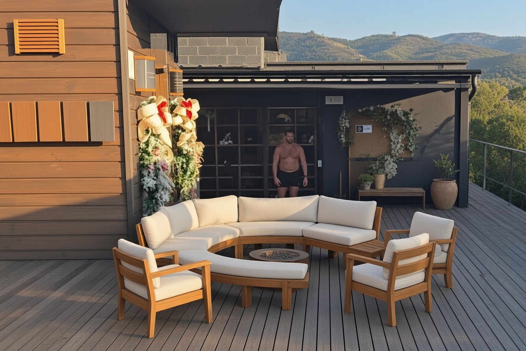 Proposed teak lounge with fire pit on this deck